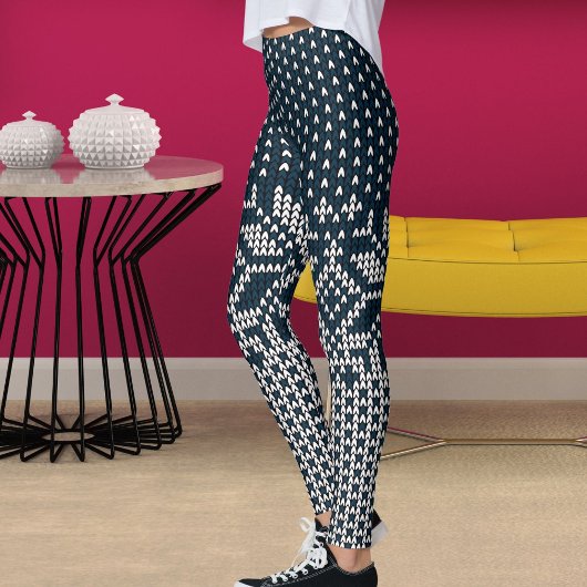 Wool Knitted Christmas And New Year Flower Pattern Leggings