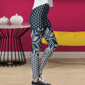 Wool Knitted Christmas And New Year Flower Pattern Leggings