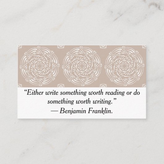 Wool Mandala Visitenkarte (Rückseite)