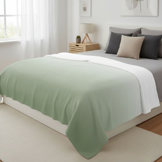 Wool ombre green blanket, Green gradient throw Fleecedecke
