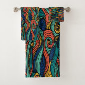 Wool Topped paisley Badhandtuch Set (Insitu)