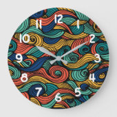 Wool Topped paisley Große Wanduhr (Vorderseite)