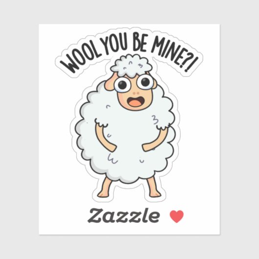 Wool you be mine Funny Sheep Puff Aufkleber (Blatt)