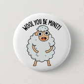 Wool you be mine Funny Sheep Puff Button (Vorderseite)