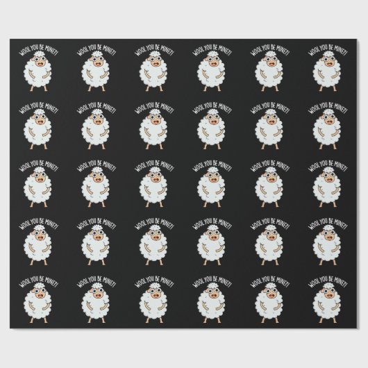 Wool you be mine Funny Sheep Puff Dark BG Geschenkpapier (Flach)