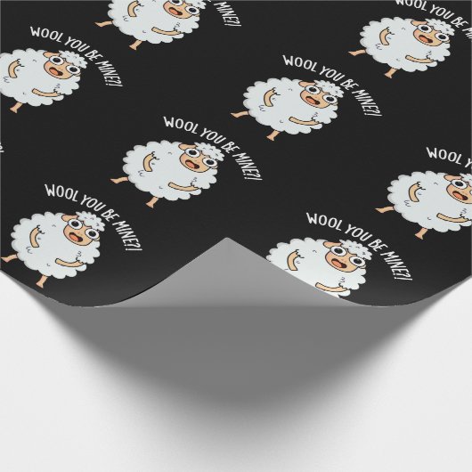 Wool you be mine Funny Sheep Puff Dark BG Geschenkpapier (Ecke)