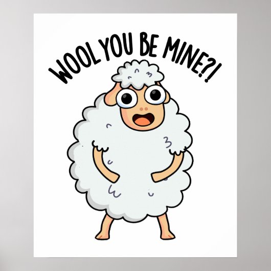 Wool you be mine Funny Sheep Puff Poster (Vorne)