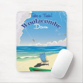 Woolacombe Devon Beach Travel Poster Mousepad (Mit Mouse)