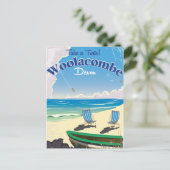 Woolacombe Devon Strand Reiseplakat Postkarte (Stehend Vorderseite)