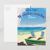 Woolacombe Devon Strand Reiseplakat Postkarte (Vorne/Hinten)