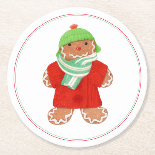 WOOLIE GINGERBREAD Round Paper Untersetzer