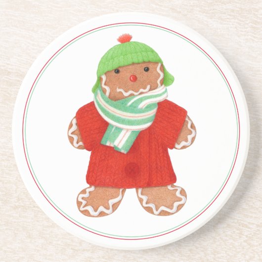 WOOLIE GINGERBREAD Round Sandstone Untersetzer (Vorne)