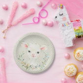 Woolie Lambert Neutral Dessert Plate - Babydusche Pappteller (Party)