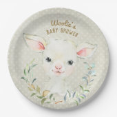 Woolie Lambert Neutral Dessert Plate - Babydusche Pappteller (Vorderseite)