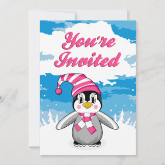 Woollah Hat Pinguin Party Einladung