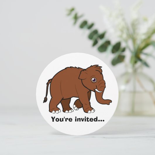 Woolly Mammoth Birthday Invitation Einladung (Stehend Vorderseite)