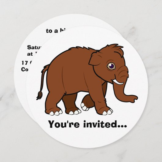 Woolly Mammoth Birthday Invitation Einladung (Vorne/Hinten)