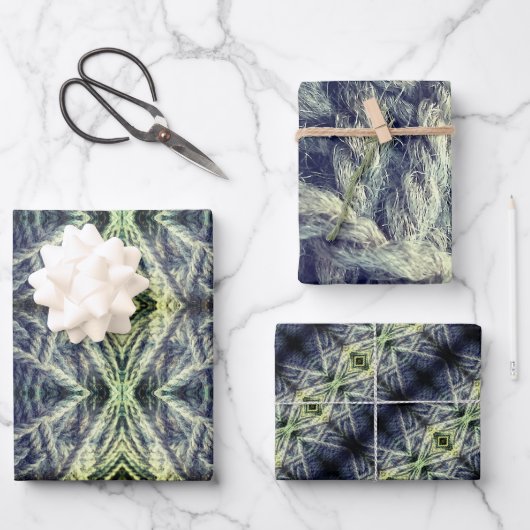 Woolly String Texture Wrapping Paper Sheet Geschenkpapier Set (Vorderseite)