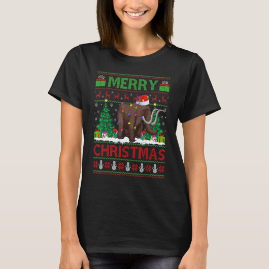Woolly Xmas Tree Lights Ugly Santa Woolly Christ T-Shirt (Vorderseite)