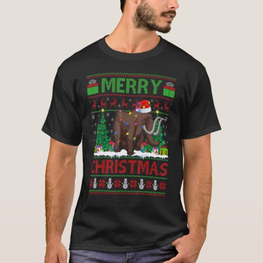 Woolly Xmas Tree Lights Ugly Santa Woolly Christ T-Shirt (Vorderseite)