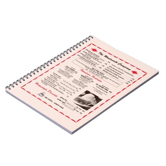 Woolworth Menü-Notizbuch Notizblock (Linke Seite)