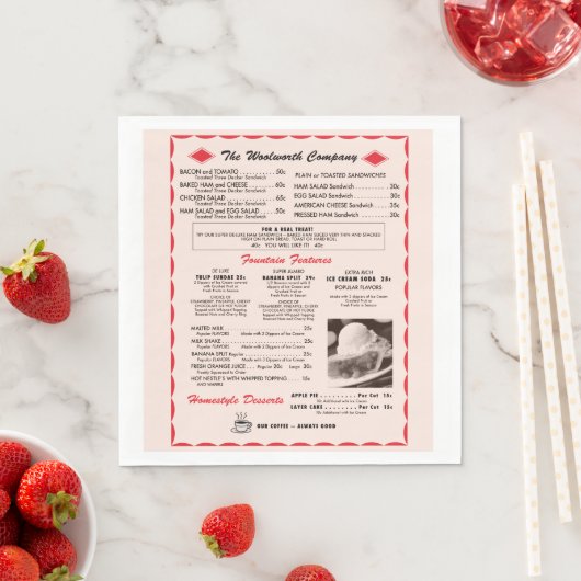 Woolworth Menu Paper Napkins Serviette (Beispiel)