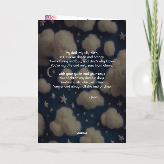 Wooly Alien Funny Valentine Fotokarte Karte (Rückseite)