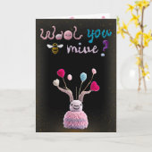 Wooly Alien Funny Valentine Fotokarte Karte (Gelbe Blume)