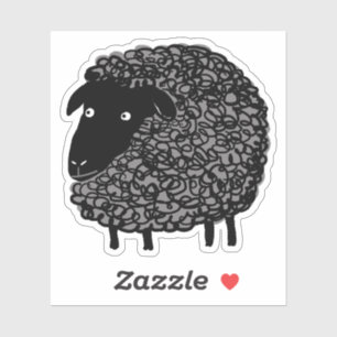 Wooly Black Sheep Cartoon Aufkleber