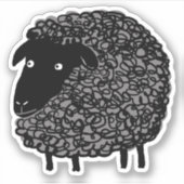 Wooly Black Sheep Cartoon Aufkleber (Vorderseite)