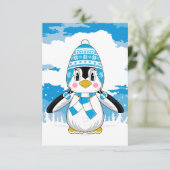 Wooly Hat Penguin RSVP Card Karte (Stehend Vorderseite)