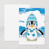 Wooly Hat Penguin RSVP Card Karte (Vorne/Hinten)