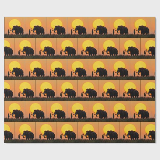 Wooly Mammoth and Man Geschenkpapier (Flach)