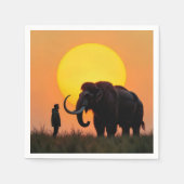 Wooly Mammoth and Man Serviette (Vorderseite)