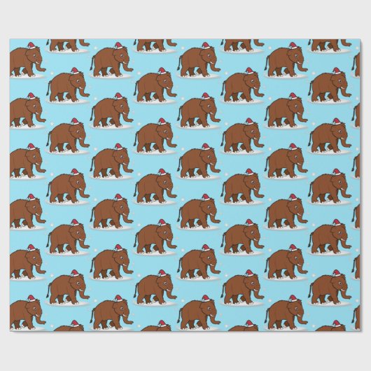 Wooly Mammoth in einer Weihnachtsmannmütze zu Weih Geschenkpapier (Flach)