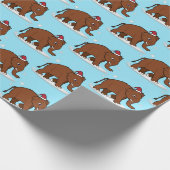 Wooly Mammoth in einer Weihnachtsmannmütze zu Weih Geschenkpapier (Ecke)