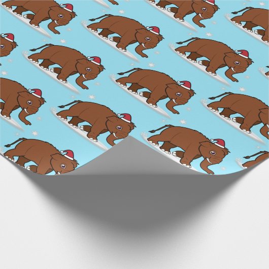 Wooly Mammoth in einer Weihnachtsmannmütze zu Weih Geschenkpapier (Ecke)