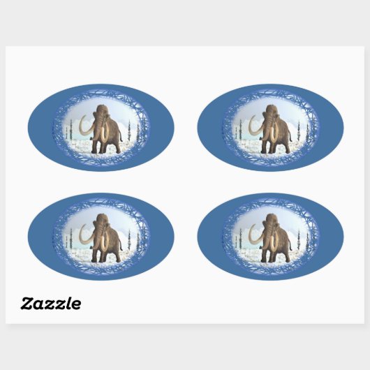 Wooly Mammoth Ovaler Aufkleber (Blatt)