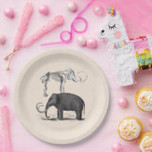 Wooly Mammoth Prähistorischer Elefant und Skelett Pappteller (Party)