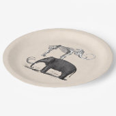 Wooly Mammoth Prähistorischer Elefant und Skelett Pappteller (Schrägansicht)