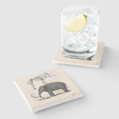 Wooly Mammoth Prähistorischer Elefant und Skelett Steinuntersetzer (Seitenansicht)