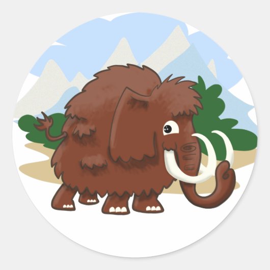 Wooly Mammoth Runder Aufkleber (Vorderseite)
