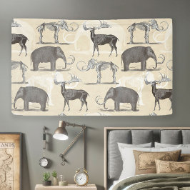 Wooly Mammoth und Irish Elk Prehistorisch Banner