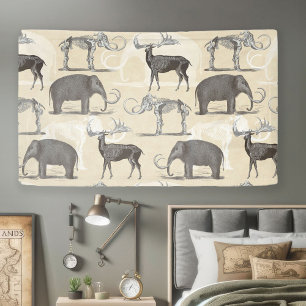 Wooly Mammoth und Irish Elk Prehistorisch Banner