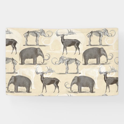 Wooly Mammoth und Irish Elk Prehistorisch Banner (Horizontal)