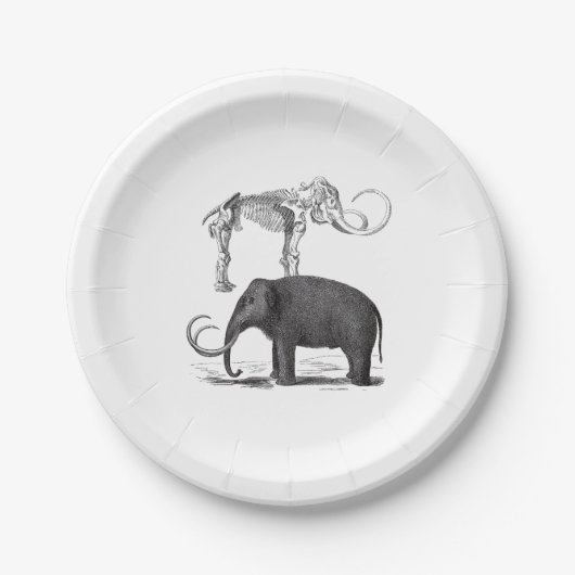Wooly Mammoth Vorgeschichtlicher Elefant und Skele Pappteller (Vorderseite)