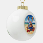 Wooly Wombat Weihnachtsmannmütze Frohe Weihnachten Keramik Kugel-Ornament (Links)