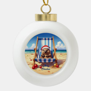 Wooly Wombat Weihnachtsmannmütze Frohe Weihnachten Keramik Kugel-Ornament