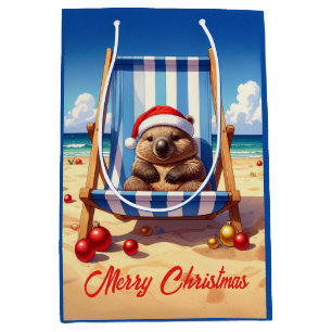 Wooly Wombat Weihnachtsmannmütze Frohe Weihnachten Mittlere Geschenktüte