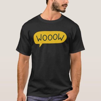 WOOOOW Moderne gelbe Sprechblase Aufregung Kunst T-Shirt